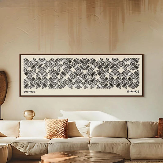 Artwork - Mid-Century Modern Bauhaus Canvas Wall Art – Horizontal Geometric Print