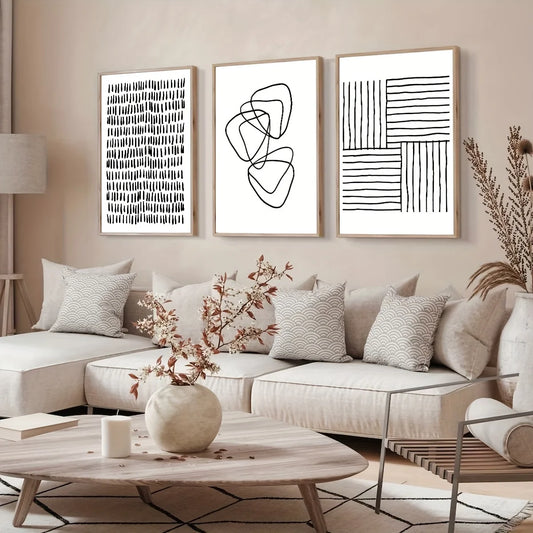 Artwork - Abstract Triptych Line Art – Set of 3 Canvas Prints
