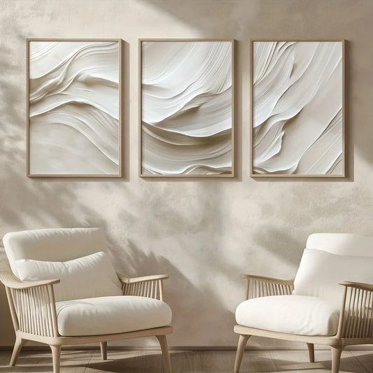 Artwork - Abstract Contemporary Neutral Triptych Line Art – Set of 3 Canvas Prints