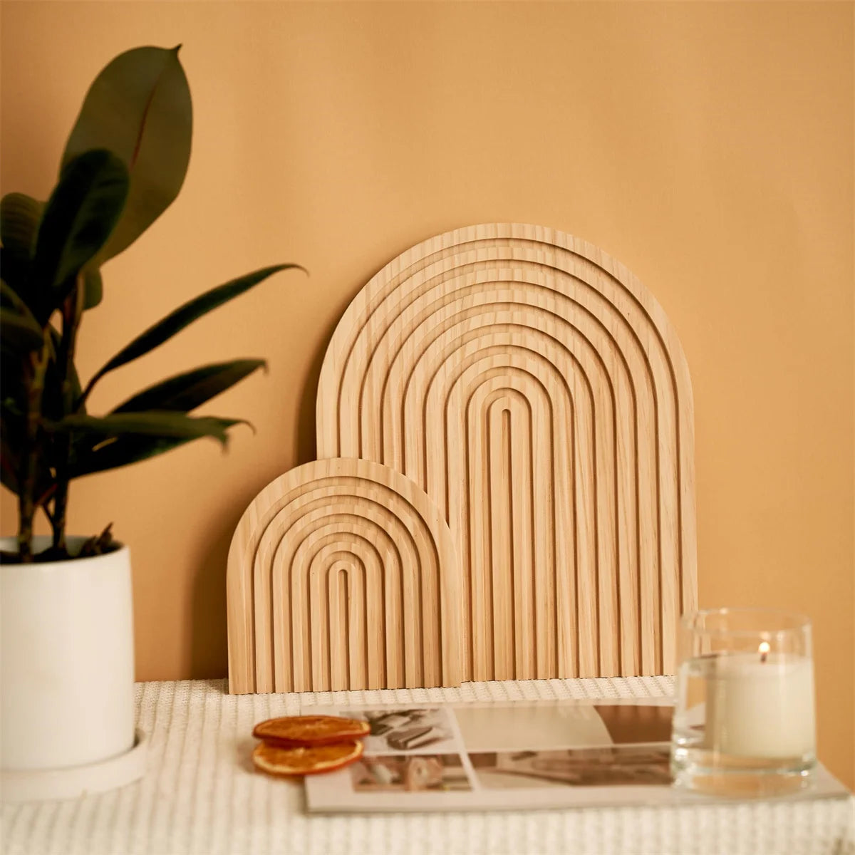 Home Decor - Boho Wooden Wave Arch Cutting Board