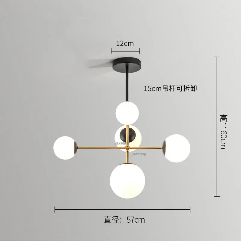 Lighting - Nordic chandelier Minimalist Creative minimalist decor light Molecular Lamp Dining Room Glass Ball black and gold chandelier