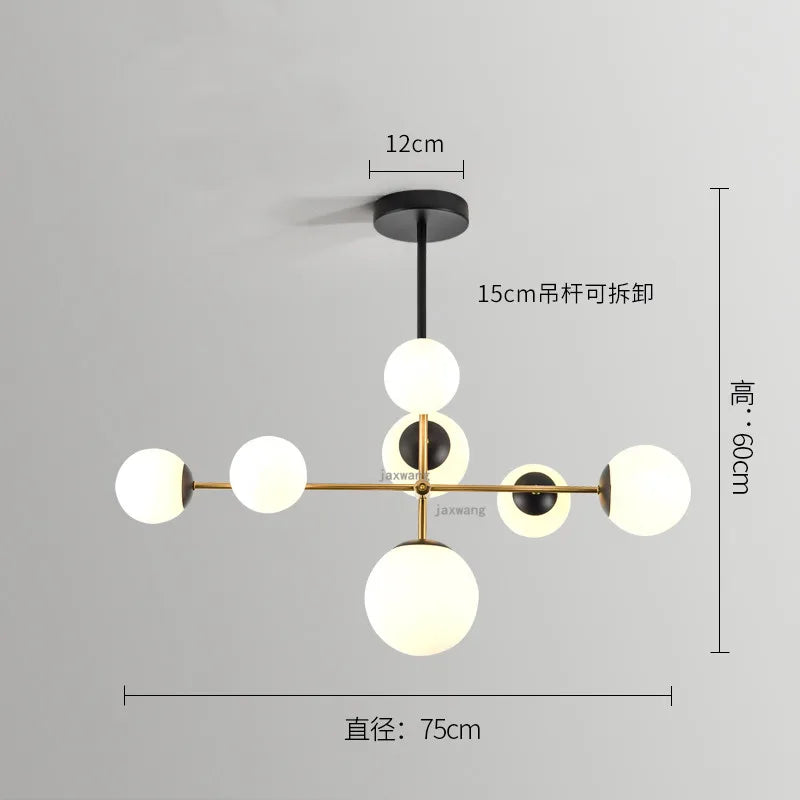 Lighting - Nordic chandelier Minimalist Creative minimalist decor light Molecular Lamp Dining Room Glass Ball black and gold chandelier