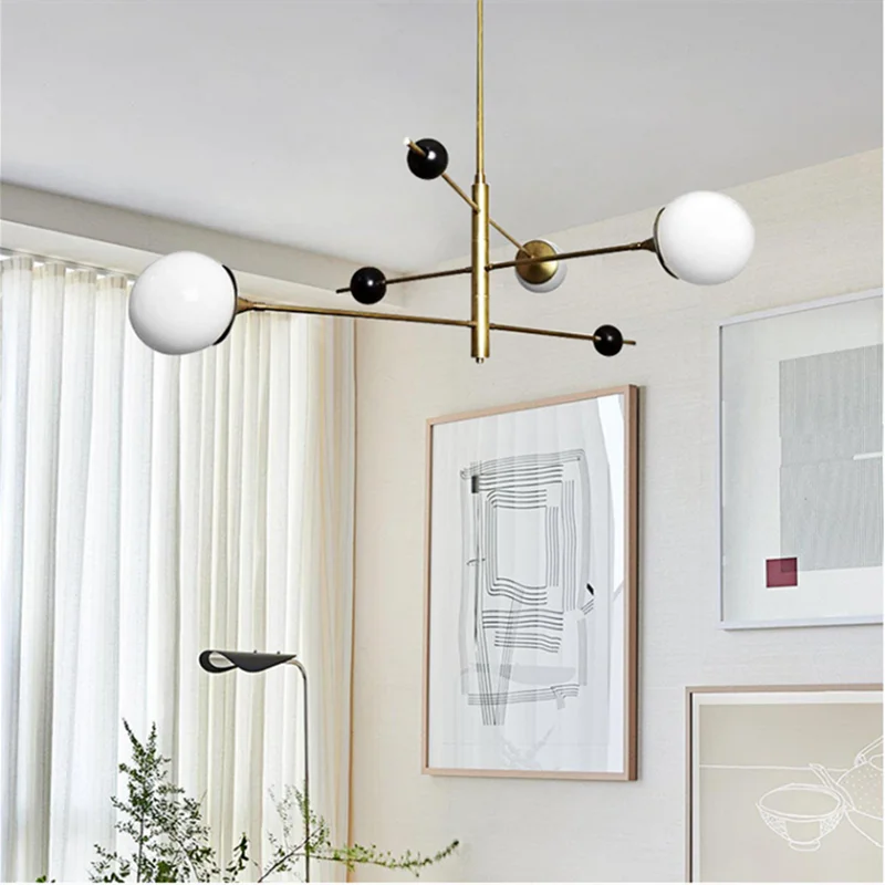 Lighting - Modern Sputnik Chandelier – LED Metal & Glass Globe Ceiling Light