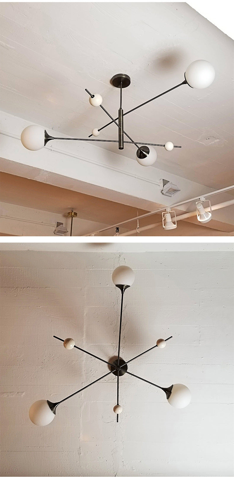 Lighting - Modern Sputnik Chandelier – LED Metal & Glass Globe Ceiling Light