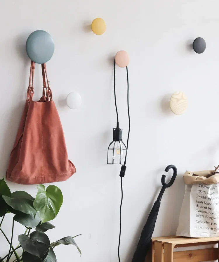 Home Decor - Decorative Wooden Coat Rack – Round Mushroom Wall Hooks