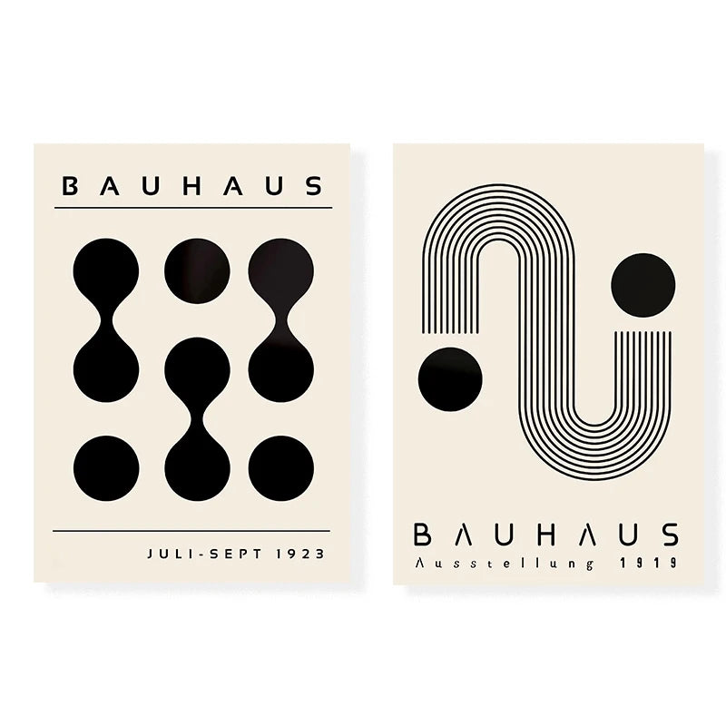 Artwork - Boho Bauhaus Wall Art Canvas | Mid-Century Modern Abstract Poster