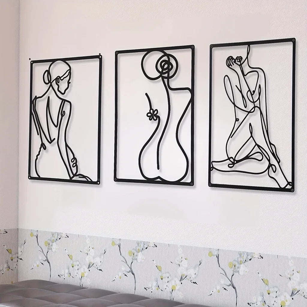 Artwork - Abstract Modern Metal Wall Sculpture – Set of 3 Canvas Prints