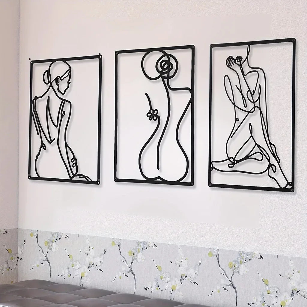 Artwork - Abstract Modern Metal Wall Sculpture – Set of 3 Canvas Prints