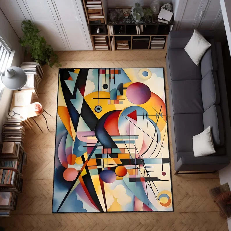 Rug - Modern Blue Geometric Area Rug