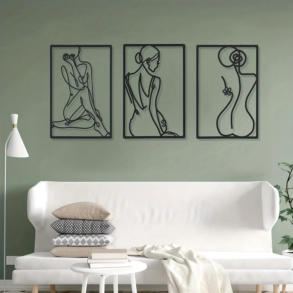 Artwork - Abstract Modern Metal Wall Sculpture – Set of 3 Canvas Prints