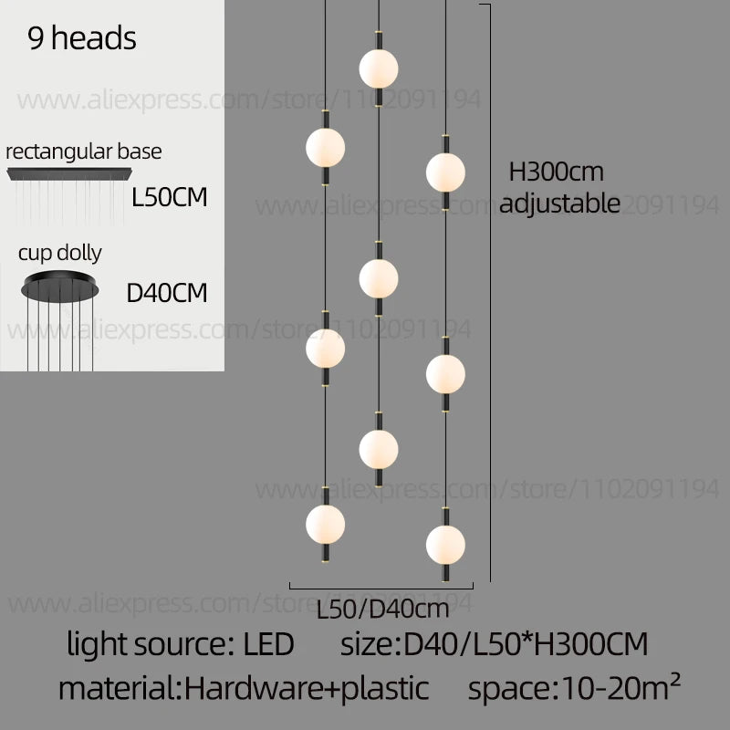 Lighting - Globe Chandelier Designer Villa Living Room Dining Table Apartment Hanging Lamps Nordic Modern Attic Double Staircase Pendant
