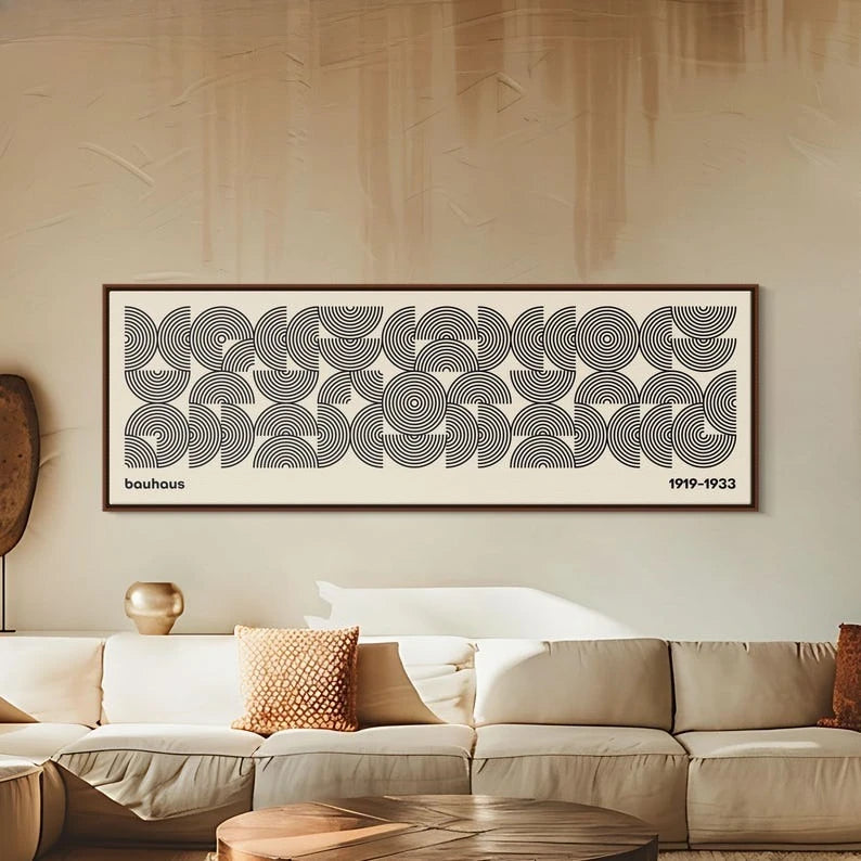 Artwork - Mid-Century Modern Bauhaus Canvas Wall Art – Horizontal Geometric Print
