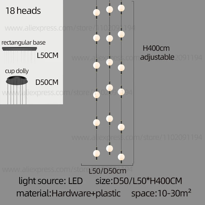Lighting - Globe Chandelier Designer Villa Living Room Dining Table Apartment Hanging Lamps Nordic Modern Attic Double Staircase Pendant
