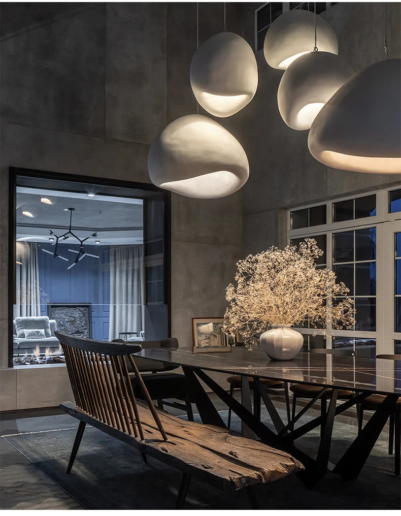 Lighting - Nordic Wabi Sabi Pendant Lamps Dining Room Lighting Modern Living Room Bedroom LED Ceiling Chandelier Loft Lustre Hanging Lights