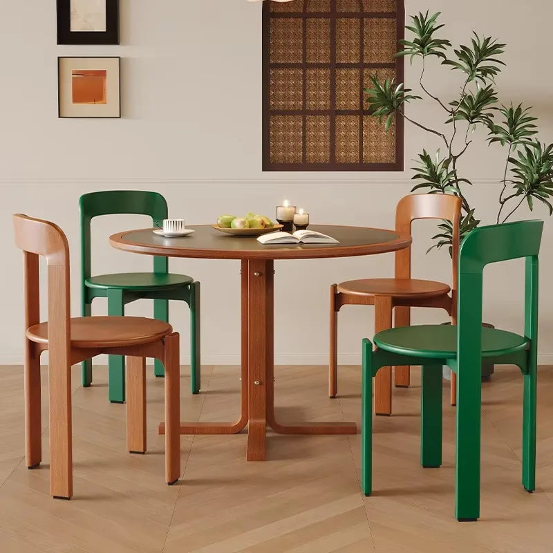Home Decor - Rey Chair Nordic Beech Solid Wood Plywood Dining Stackable Vintage Curved Backrest Swiss Chair