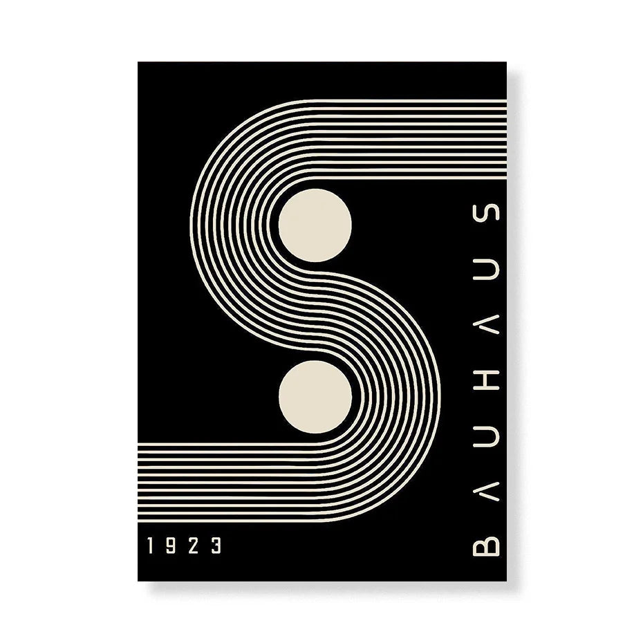 Artwork - Boho Bauhaus Wall Art Canvas | Mid-Century Modern Abstract Poster
