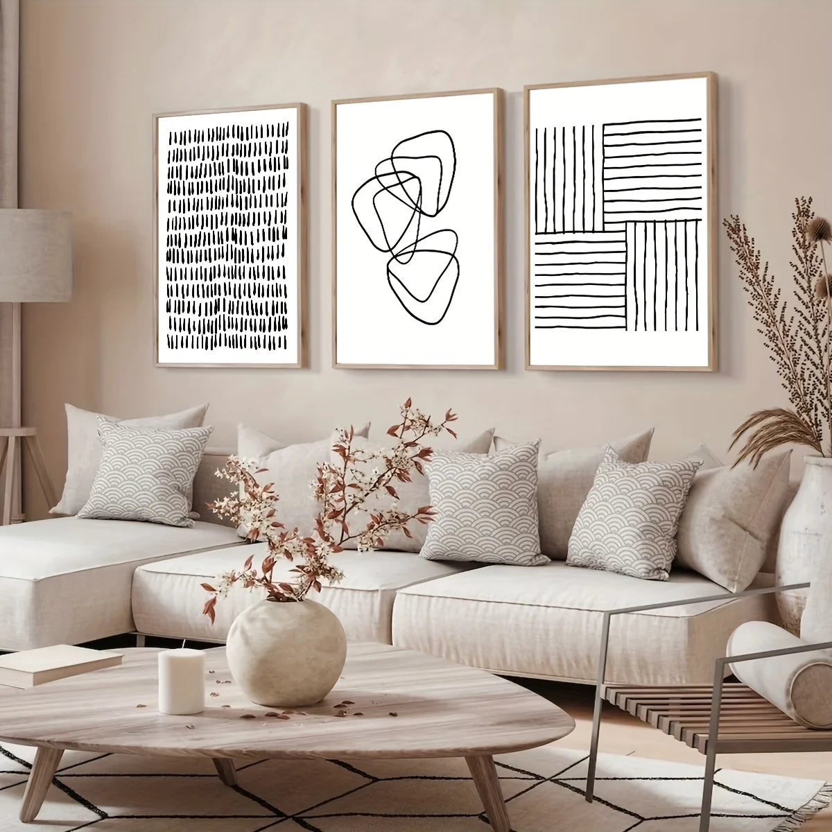 Artwork - Abstract Triptych Line Art – Set of 3 Canvas Prints