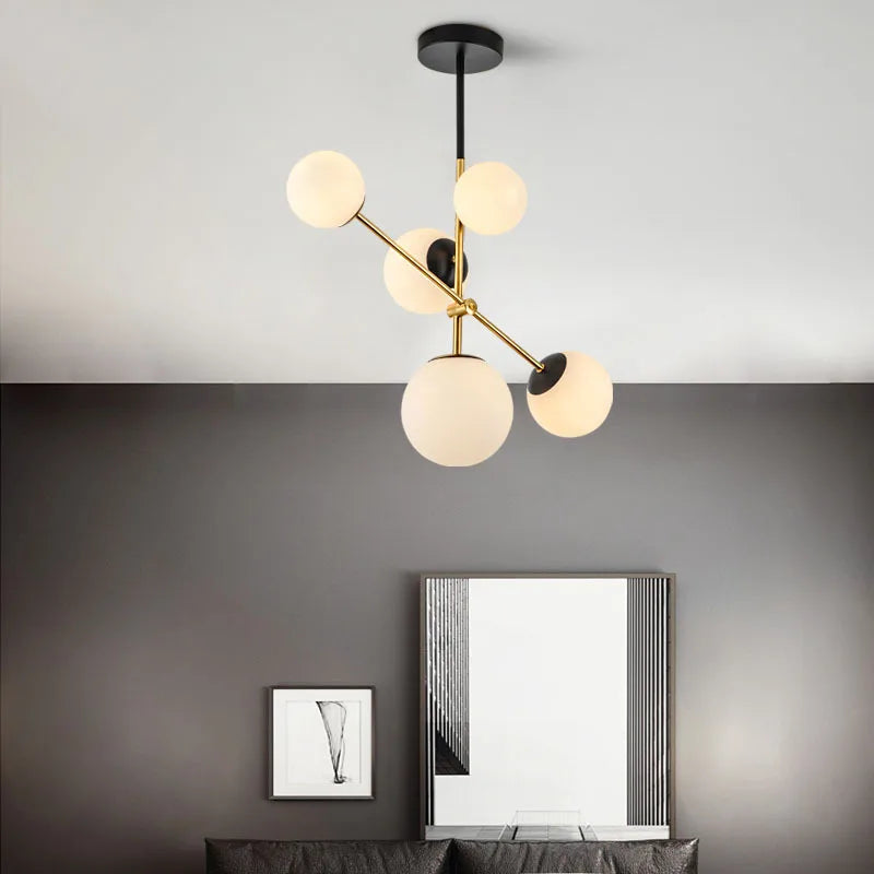 Lighting - Nordic chandelier Minimalist Creative minimalist decor light Molecular Lamp Dining Room Glass Ball black and gold chandelier