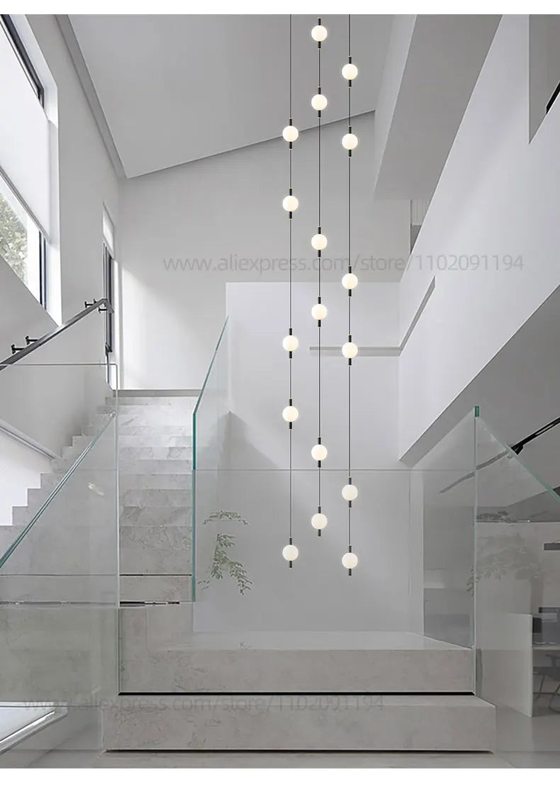 Lighting - Globe Chandelier Designer Villa Living Room Dining Table Apartment Hanging Lamps Nordic Modern Attic Double Staircase Pendant