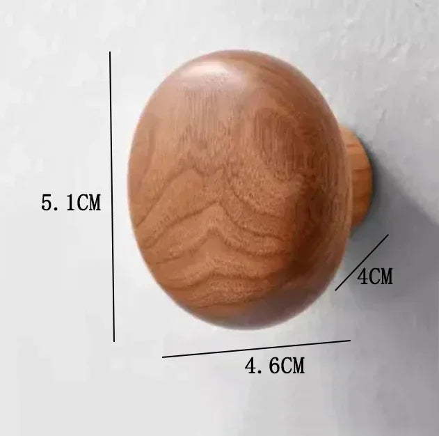 Home Decor - Scandinavian Solid Wood Handle Clothes Hook Coat Hook Wall-mounted Hook Punch-free Door Clothes Hanger Pebble Shape Cabinet Door