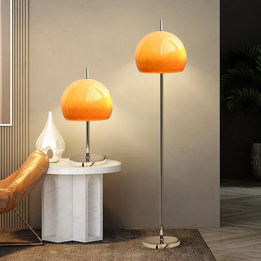 Lighting - Bauhaus Retro Glass Table Lamp – Gradient Orange Mushroom LED Lamp