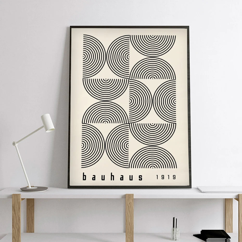 Artwork - Boho Bauhaus Wall Art Canvas | Mid-Century Modern Abstract Poster