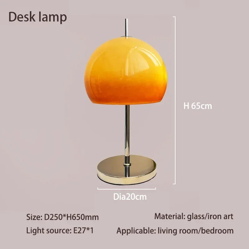 Lighting - Bauhaus Retro Glass Table Lamp – Gradient Orange Mushroom LED Lamp