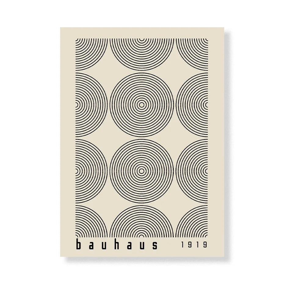 Artwork - Boho Bauhaus Wall Art Canvas | Mid-Century Modern Abstract Poster