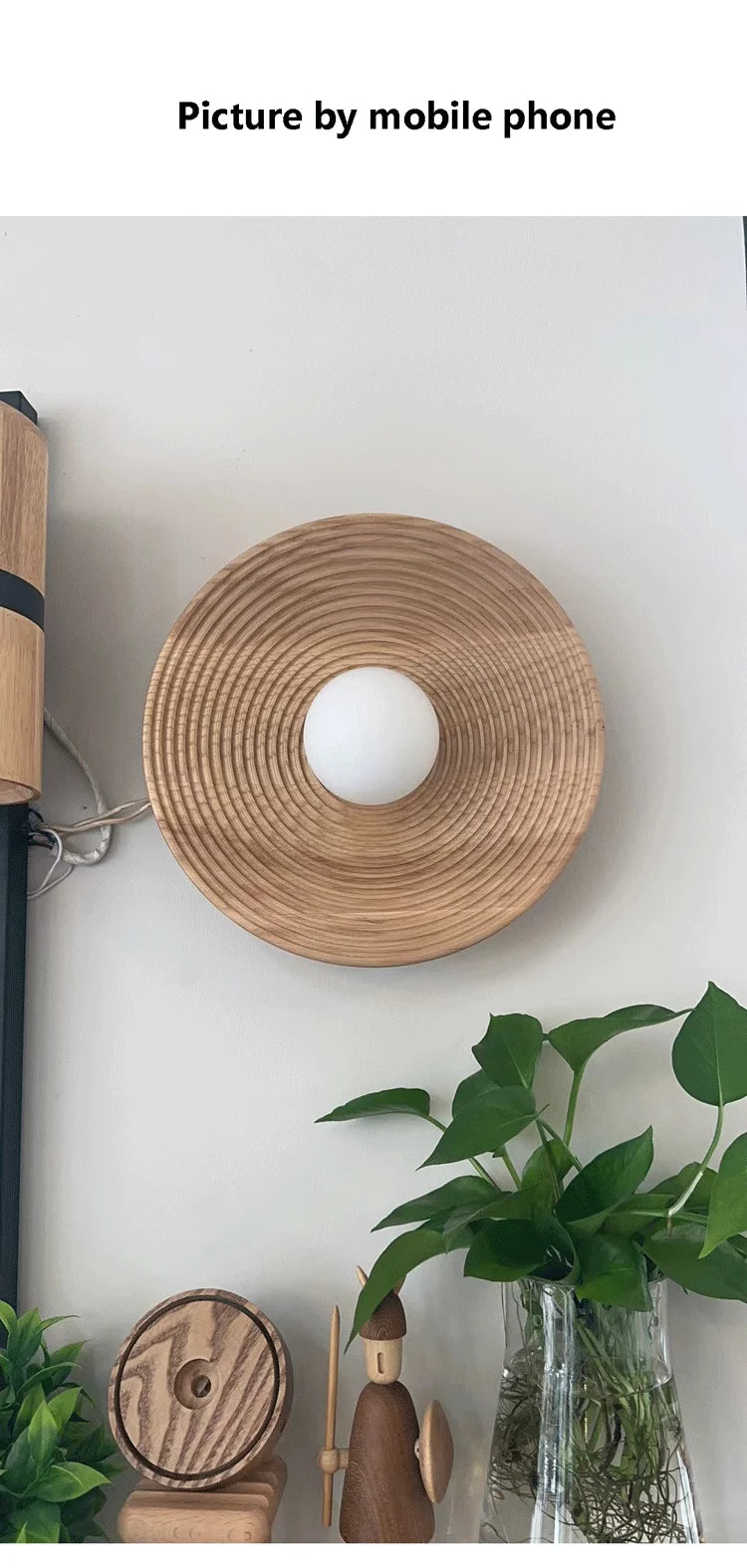 Lighting - Japanese Retro Round Wooden Wall Lamp – Nordic Circle Wall Sconce