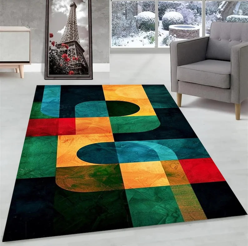 Rug - Modern Blue Geometric Area Rug