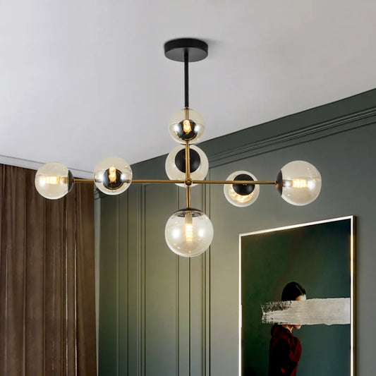 Lighting - Nordic chandelier Minimalist Creative minimalist decor light Molecular Lamp Dining Room Glass Ball black and gold chandelier