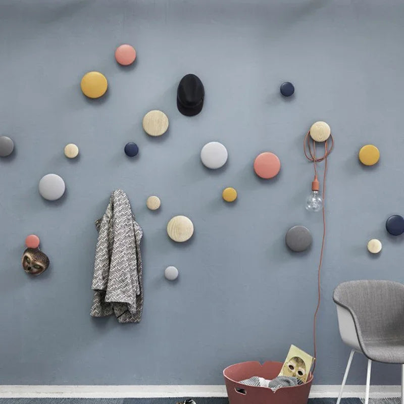 Home Decor - Decorative Wooden Coat Rack – Round Mushroom Wall Hooks