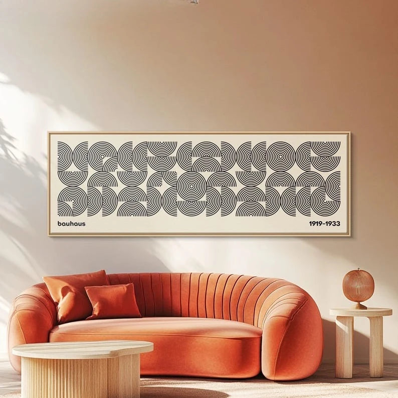 Artwork - Mid-Century Modern Bauhaus Canvas Wall Art – Horizontal Geometric Print