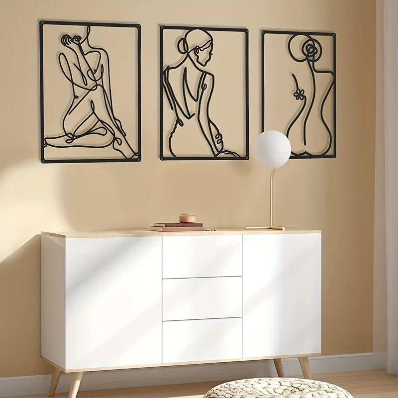 Artwork - Abstract Modern Metal Wall Sculpture – Set of 3 Canvas Prints