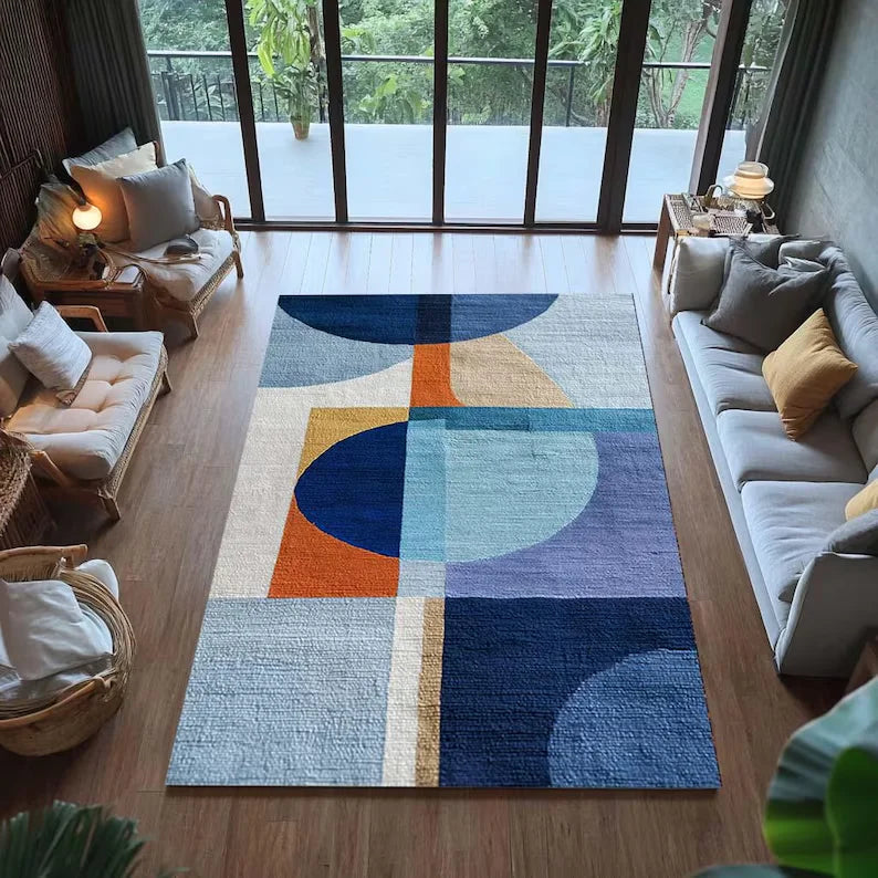 Rug - Modern Blue Geometric Area Rug
