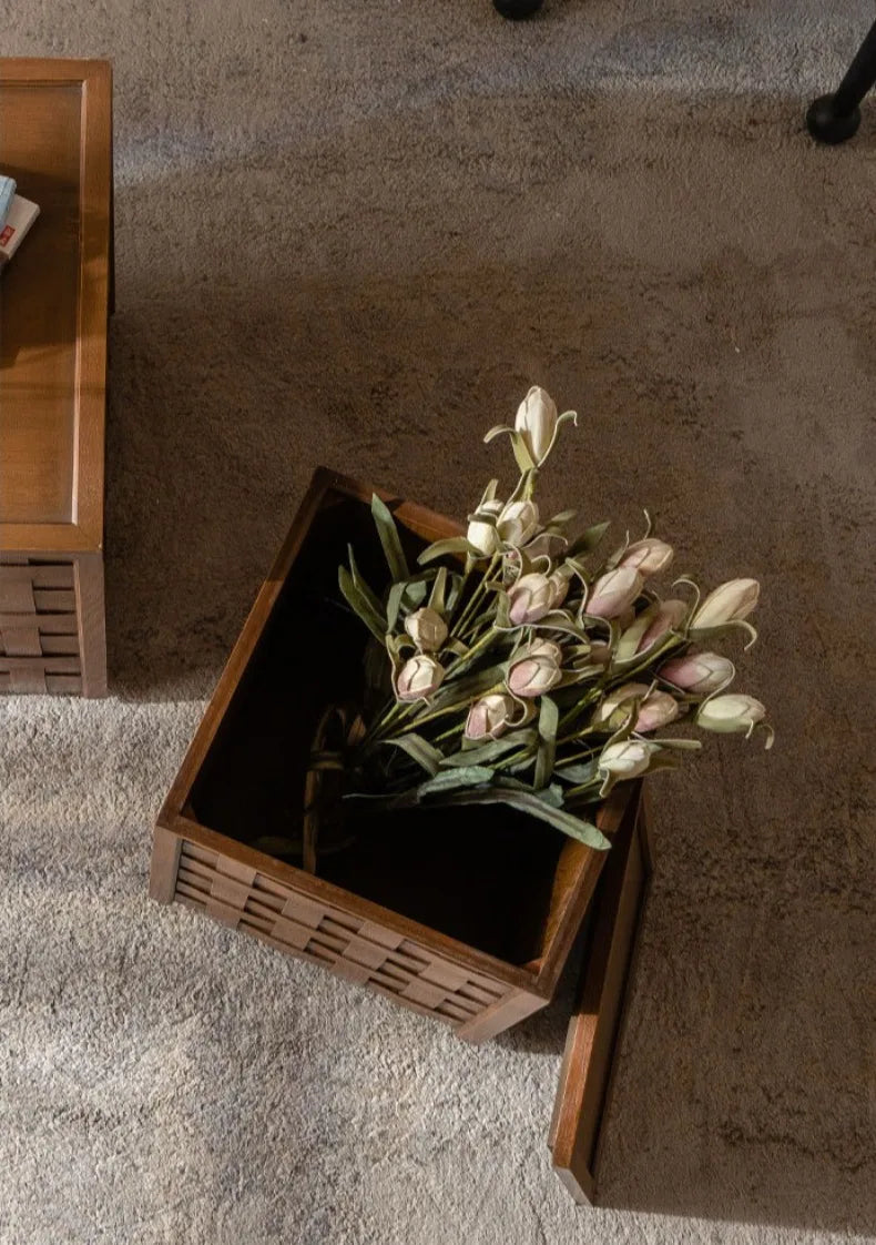 Home Decor - Modern Wooden Square Coffee Table with Storage