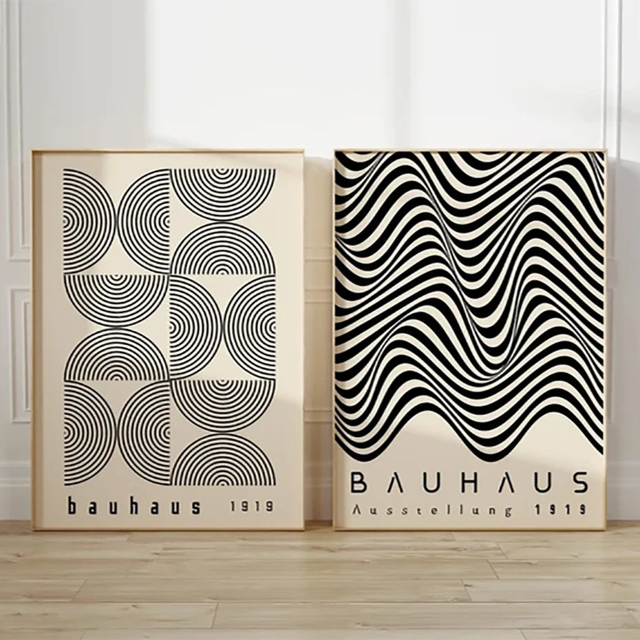 Artwork - Boho Bauhaus Wall Art Canvas | Mid-Century Modern Abstract Poster