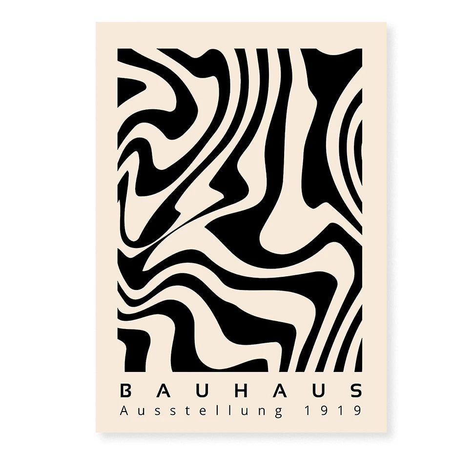 Artwork - Boho Bauhaus Wall Art Canvas | Mid-Century Modern Abstract Poster