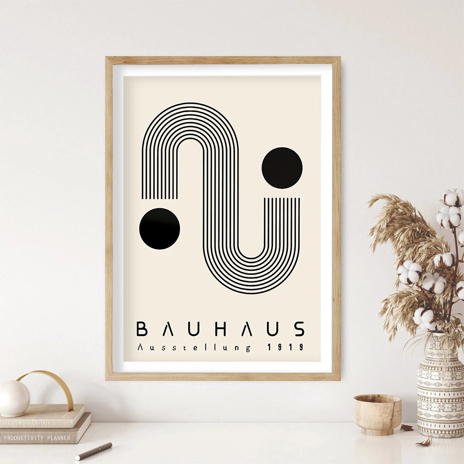 Artwork - Boho Bauhaus Wall Art Canvas | Mid-Century Modern Abstract Poster