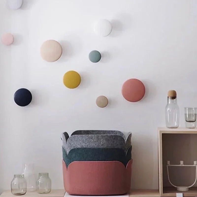Home Decor - Decorative Wooden Coat Rack – Round Mushroom Wall Hooks