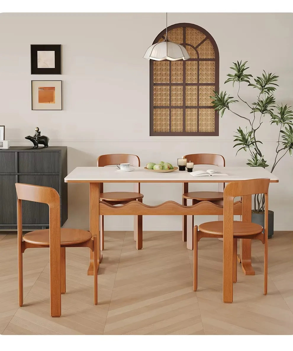 Home Decor - Rey Chair Nordic Beech Solid Wood Plywood Dining Stackable Vintage Curved Backrest Swiss Chair