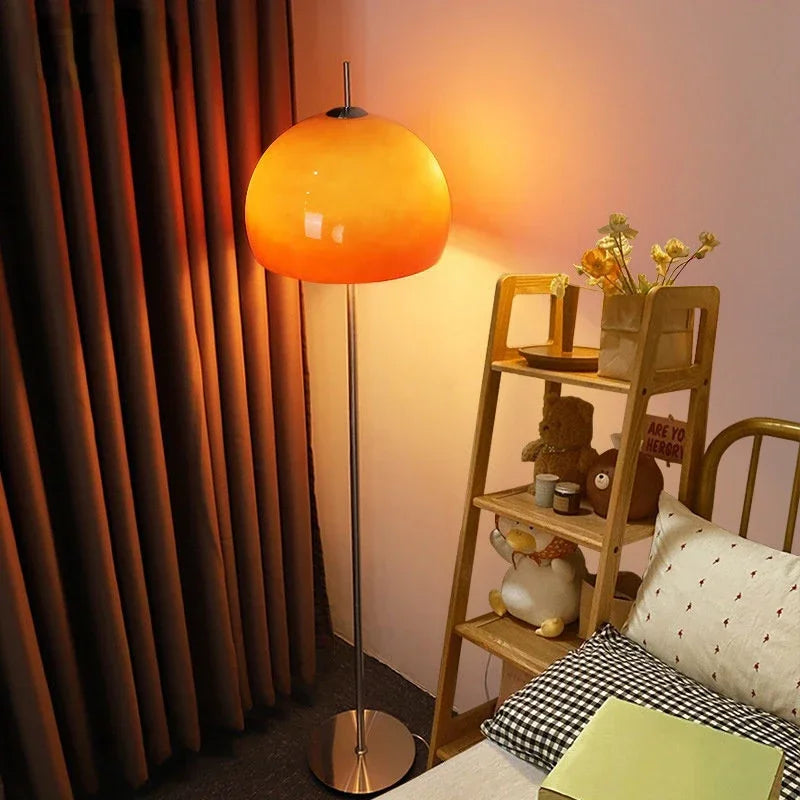 Lighting - Bauhaus Retro Glass Table Lamp – Gradient Orange Mushroom LED Lamp