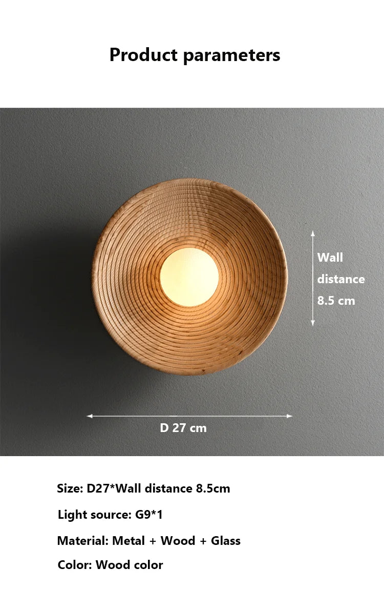 Lighting - Japanese Retro Round Wooden Wall Lamp – Nordic Circle Wall Sconce