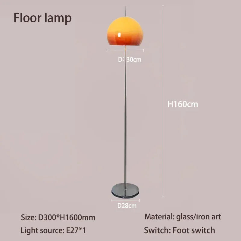 Lighting - Bauhaus Retro Glass Table Lamp – Gradient Orange Mushroom LED Lamp