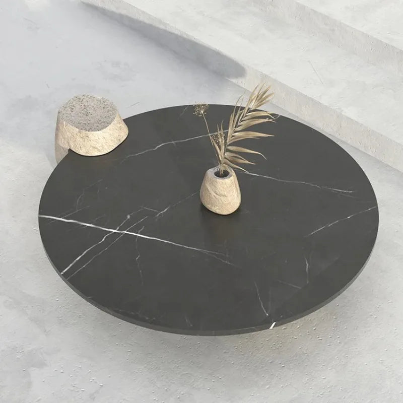 Home Decor - Side Coffee Table Marble Black Design Stone Modern, Living Room Custom River Stone Garden Round Marble Modern Coffee Table