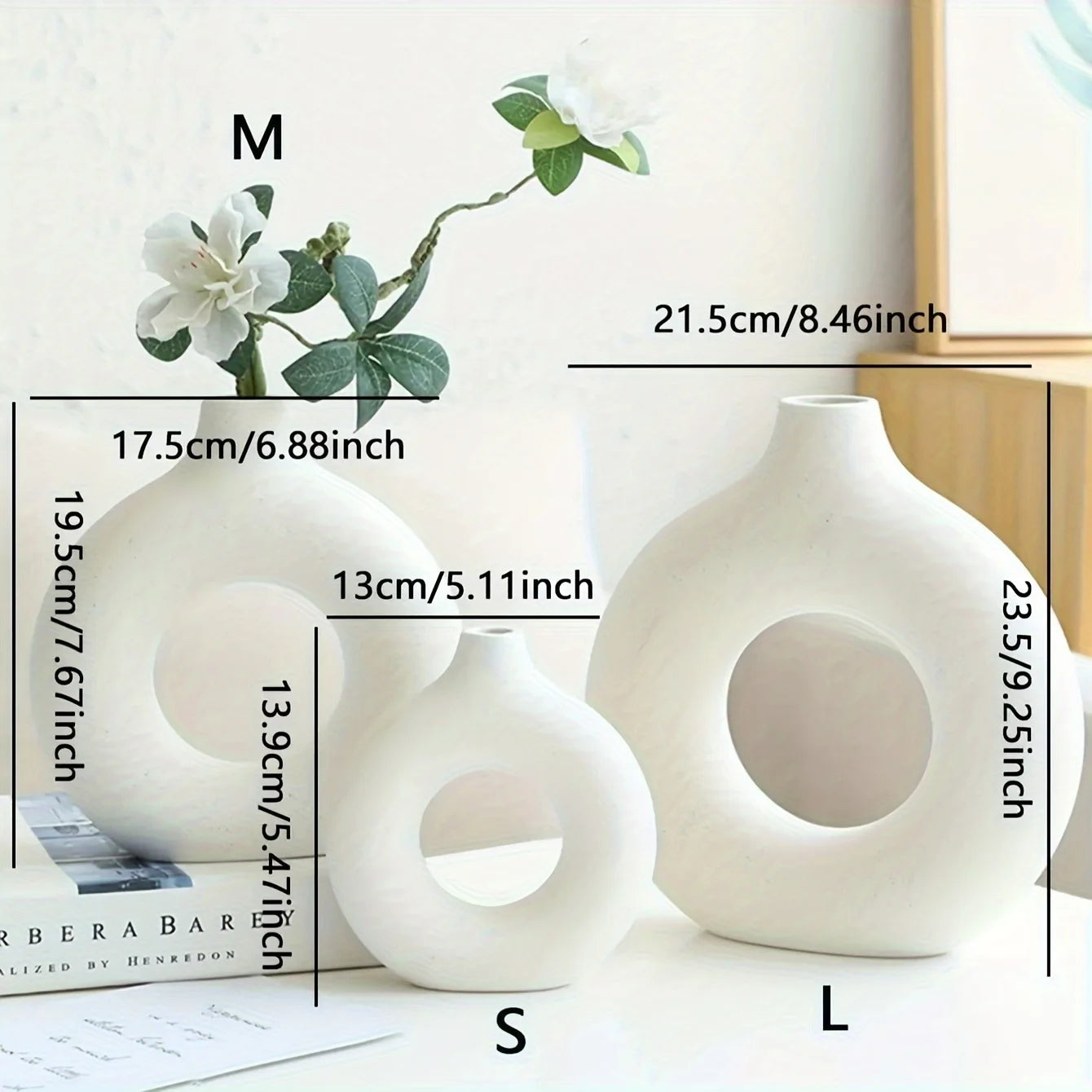 Home Decor -  Modern Ceramic Donut Vase | Boho Round Circle Vase