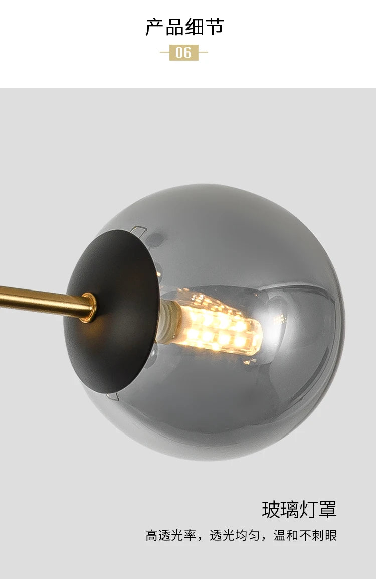 Lighting - Nordic chandelier Minimalist Creative minimalist decor light Molecular Lamp Dining Room Glass Ball black and gold chandelier