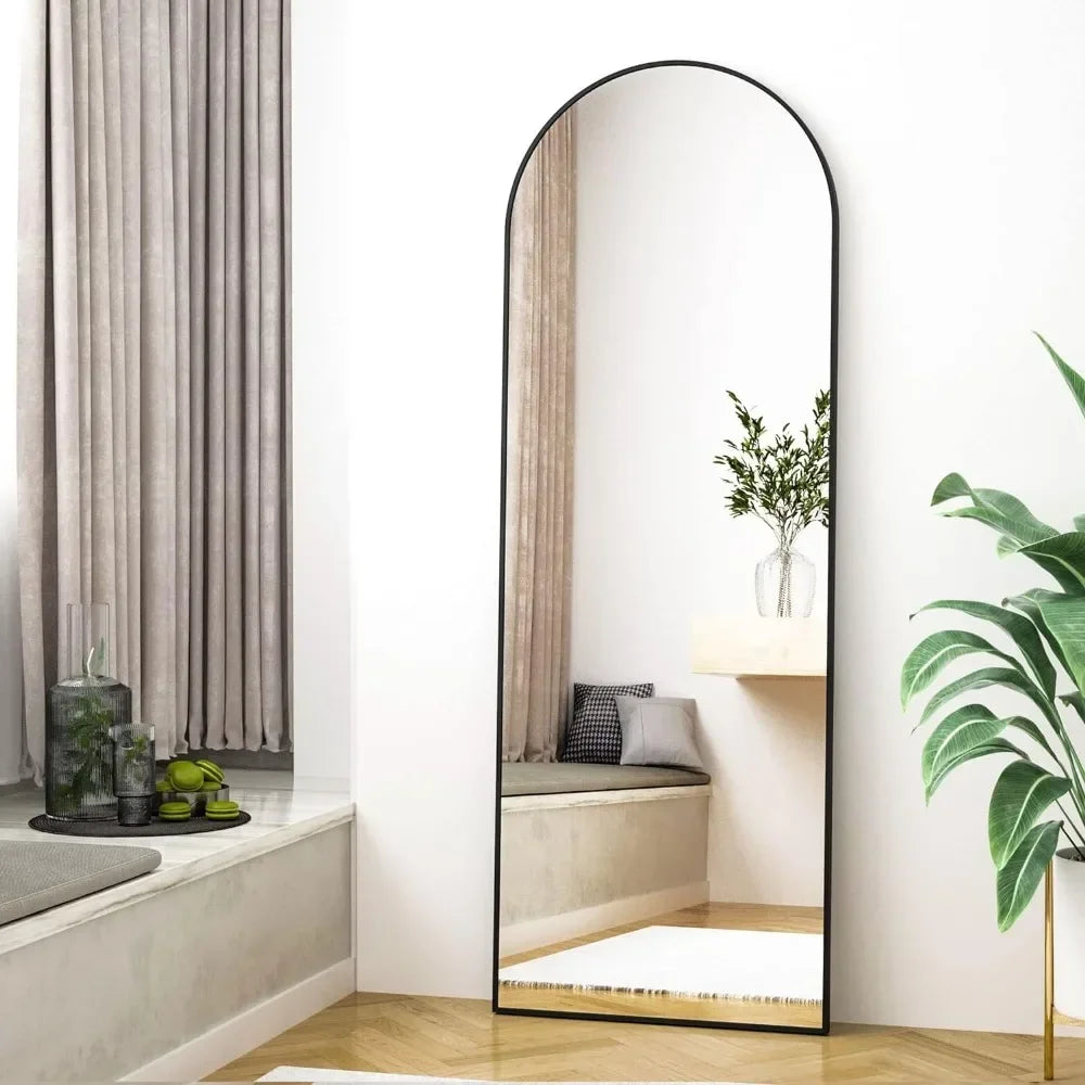Home Decor - Mirror Black Arched Full-Length – Aluminum Frame (Floor or Wall)