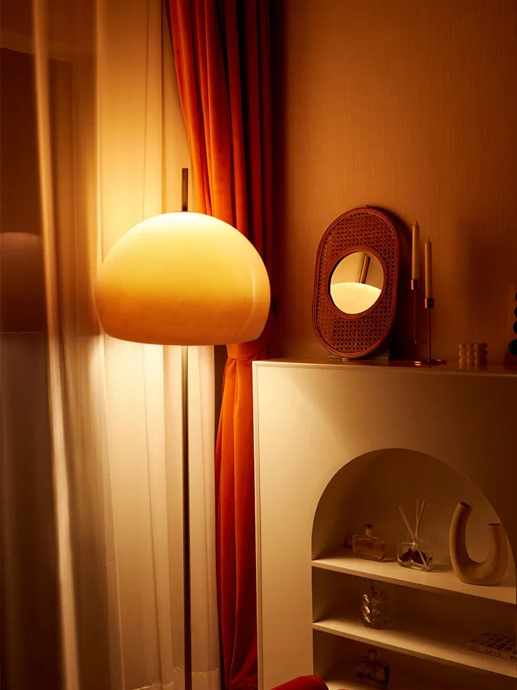 Lighting - Bauhaus Retro Glass Table Lamp – Gradient Orange Mushroom LED Lamp