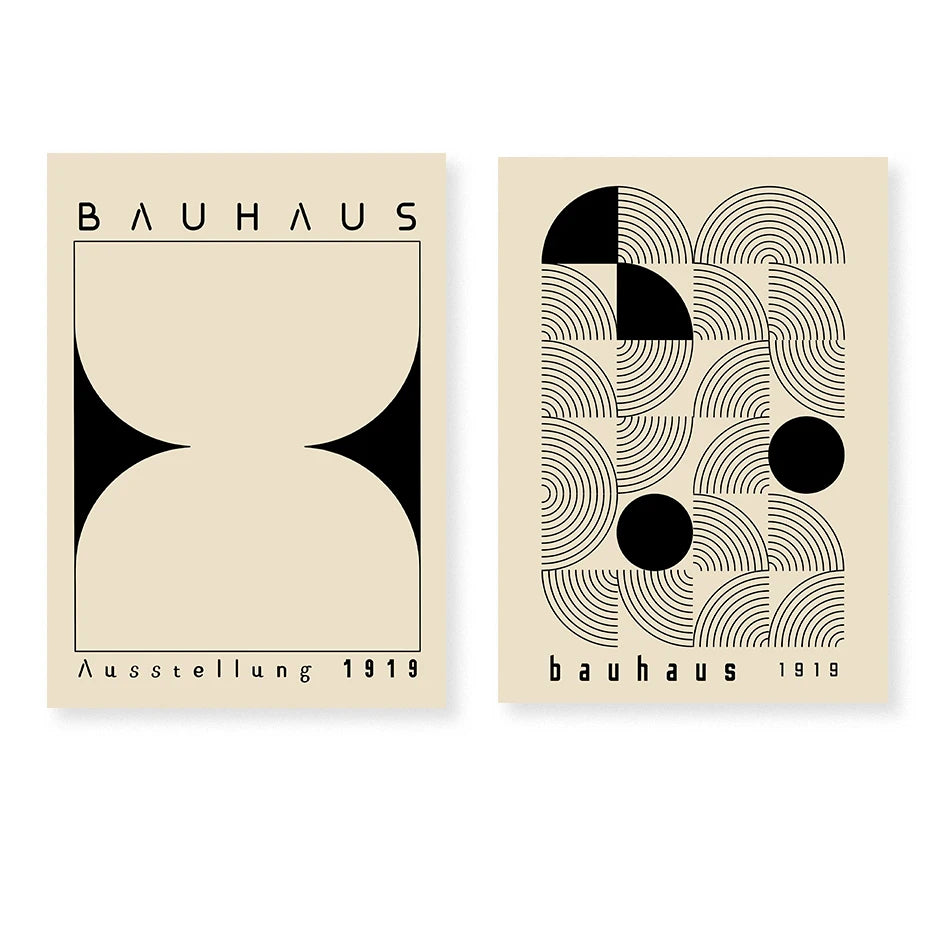 Artwork - Boho Bauhaus Wall Art Canvas | Mid-Century Modern Abstract Poster